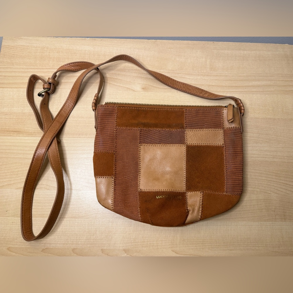 Lucky Brand Patchwork Leather Bag in Brown and Tan